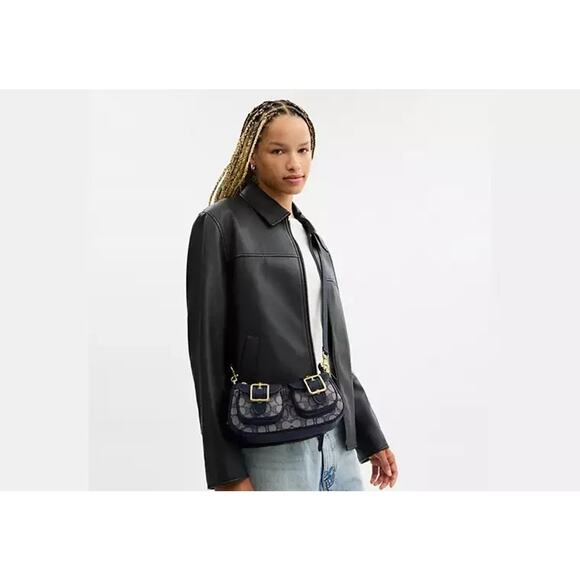 COACH Ashton Bag In Signature Jacquard CBJ00 Gold/Navy/Midnight Navy - Picture 10 of 11